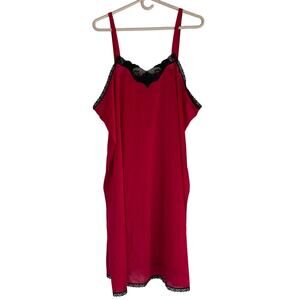 Vintage cami slip dress sleep dress red black lace velvet Y2K nightgown plus 2X
